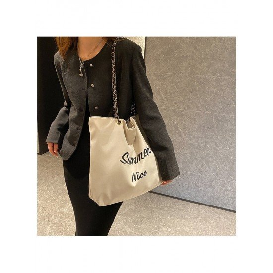  Canvas Letter Large Capacity Female Tote Bag