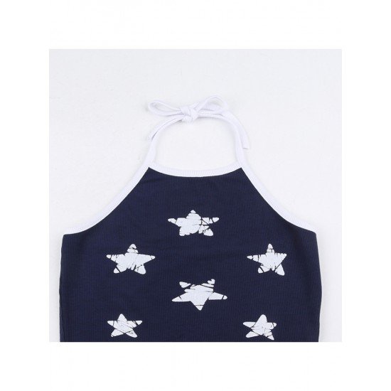 Summer Casual Star Printed Halter Neck Tank Tops