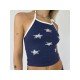 Summer Casual Star Printed Halter Neck Tank Tops