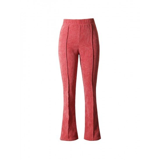 Solid Zipper Up Flare Trousers For Women