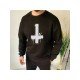 Black Printed Long Sleeve Men Sweatshirt Tops