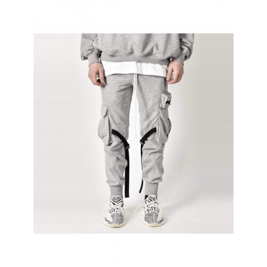  Pure Color Lace Up Zipper Men's Pants