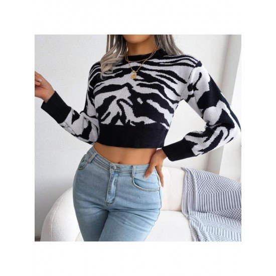  Casual Animal Print Women's Knitted Sweater