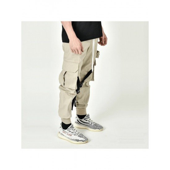  Pure Color Lace Up Zipper Men's Pants