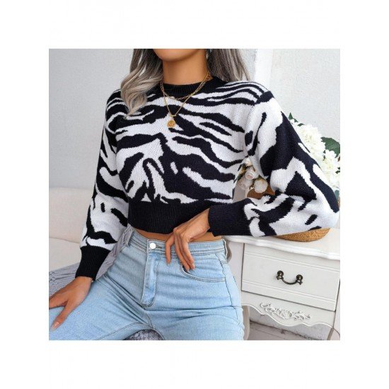  Casual Animal Print Women's Knitted Sweater