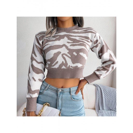  Casual Animal Print Women's Knitted Sweater