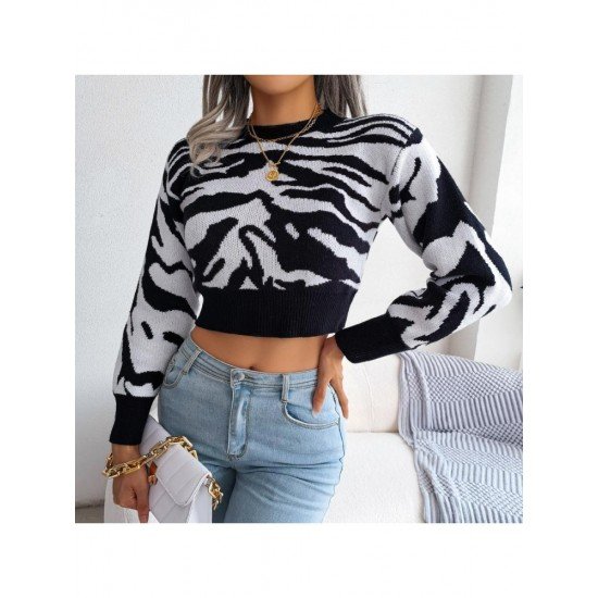  Casual Animal Print Women's Knitted Sweater