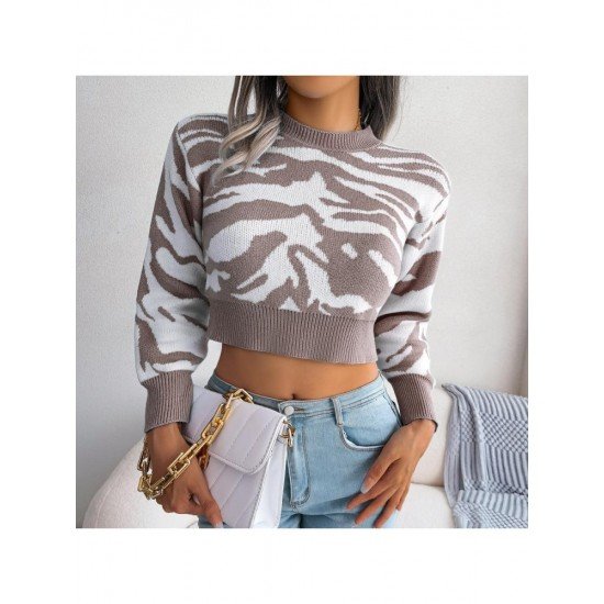  Casual Animal Print Women's Knitted Sweater