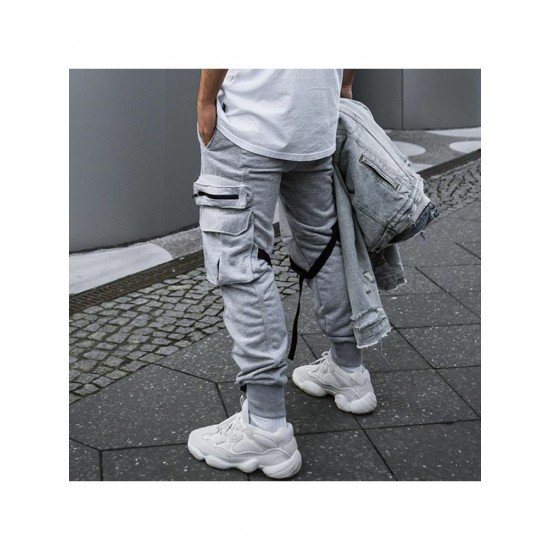  Pure Color Lace Up Zipper Men's Pants