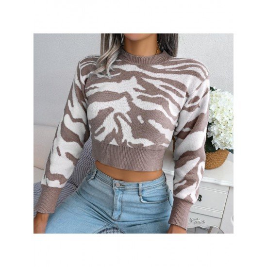  Casual Animal Print Women's Knitted Sweater