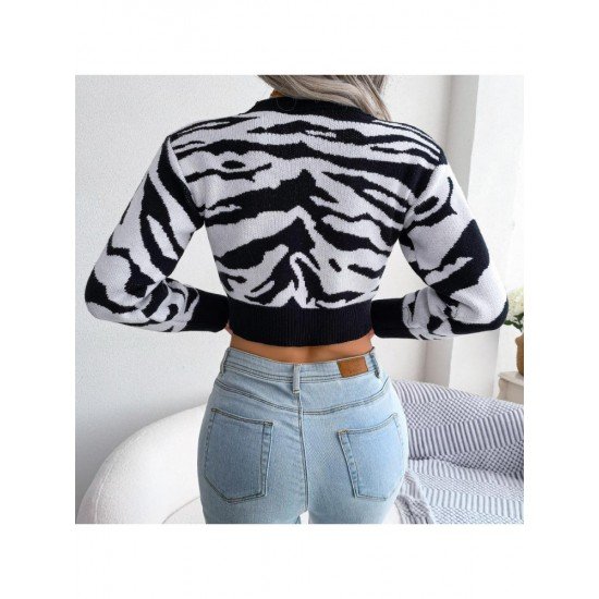  Casual Animal Print Women's Knitted Sweater