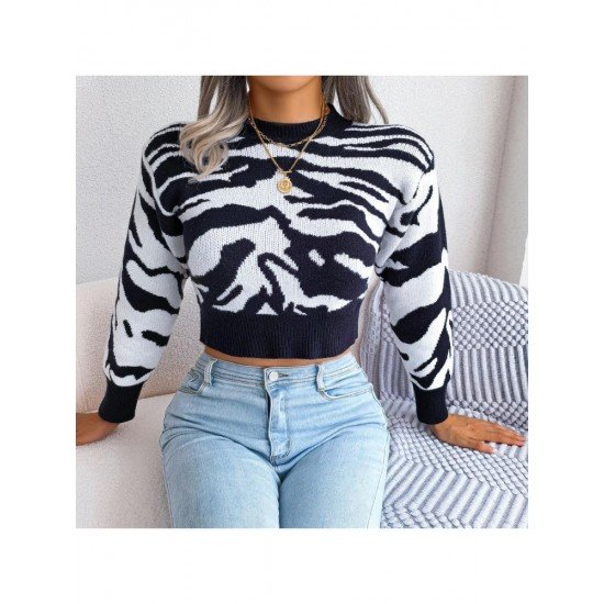  Casual Animal Print Women's Knitted Sweater