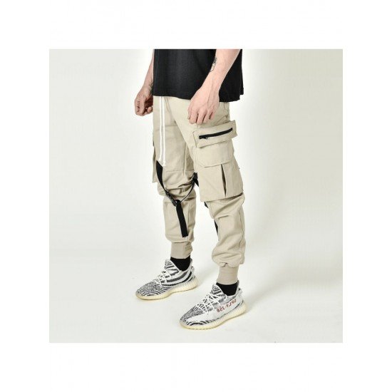  Pure Color Lace Up Zipper Men's Pants