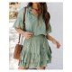  Pure Color Ruffle Women's Short Sleeve Dress