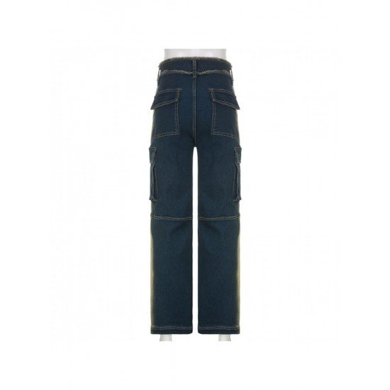 Y2K Style Straight Leg Blue Low Rise Jeans