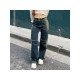 Y2K Style Straight Leg Blue Low Rise Jeans