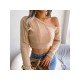 Simple Inclined Shoulder Solid Cropped Sweaters