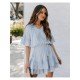  Pure Color Ruffle Women's Short Sleeve Dress