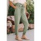  Women's Casual Pure Color Lace Up Pants