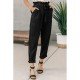  Women's Casual Pure Color Lace Up Pants