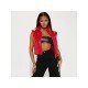 Street Solid Red Sleeveless Leather Down Coats