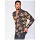 Casual Chain Printed Stand Collar Long Sleeve Men Shirts