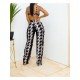 Elastic Waist Printed Black Trousers For Women