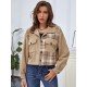  Casual Corduroy Plaid Long Sleeve Coats