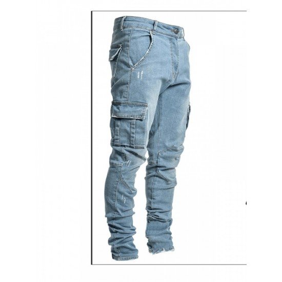  Pure Color Side Pocket Men's Jeans