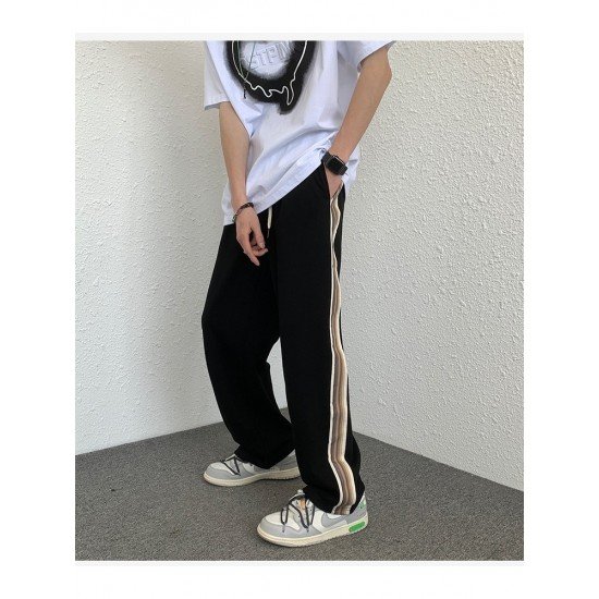 Casual Drawstring Striped Loose Trouser Pants