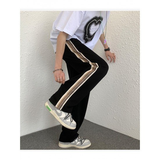 Casual Drawstring Striped Loose Trouser Pants