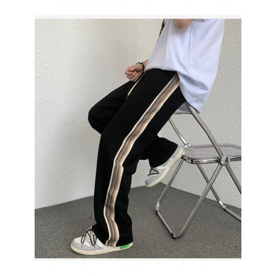 Casual Drawstring Striped Loose Trouser Pants