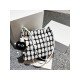  Canvas Contrast Color Grid Pendant Tote Bags