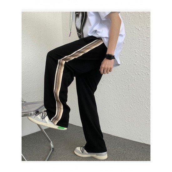 Casual Drawstring Striped Loose Trouser Pants