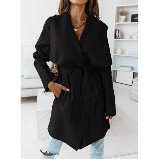  Pure Color Long Sleeve Wool Jacket