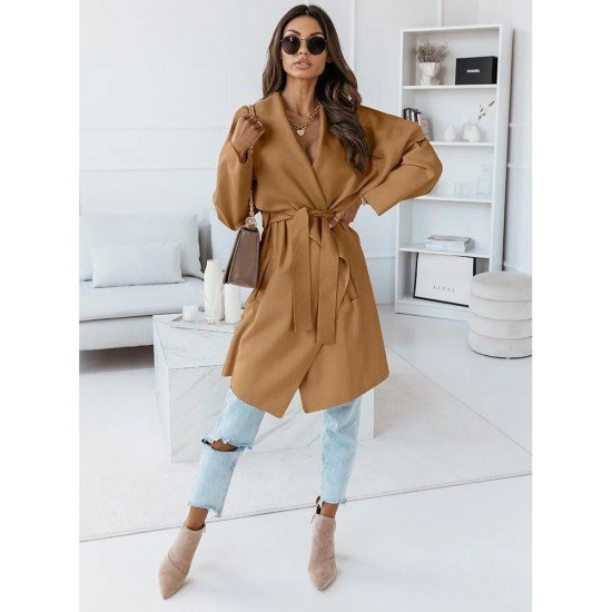  Pure Color Long Sleeve Wool Jacket