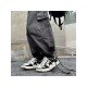 Hip Hop Solid Black Unisex Loose Cargo Trousers