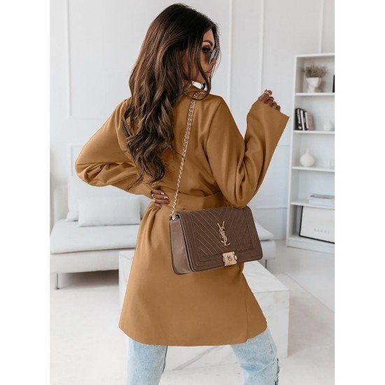  Pure Color Long Sleeve Wool Jacket