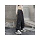 Hip Hop Solid Black Unisex Loose Cargo Trousers