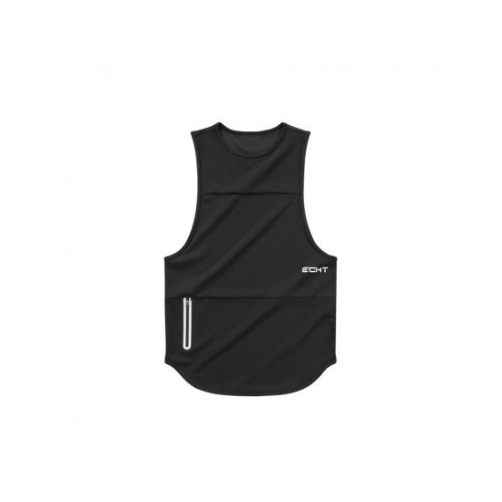 Men Patchwork Black Sleeveless Sports Tank Tops