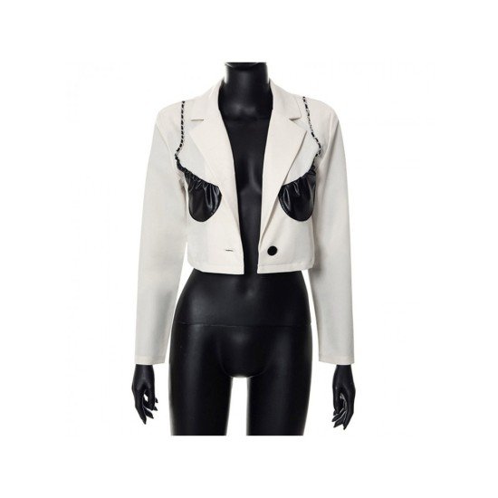 Patchwork Designer New Cropped Blazer Coats