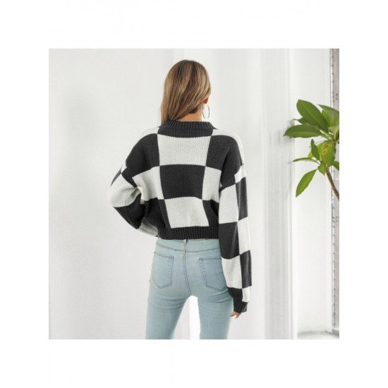  Casual Loose Contrast Color Women's Sweater