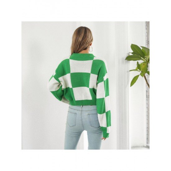  Casual Loose Contrast Color Women's Sweater