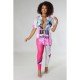  Irregular Split Hem Top And Printing Trouser Sets