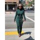  Pure Color Women's Long Sleeve Jumpsuit