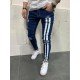 Blue Ripped Printed Skinny Jeans For Men