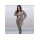  Pure Color Leisure Hooded Women's Three-piece Set