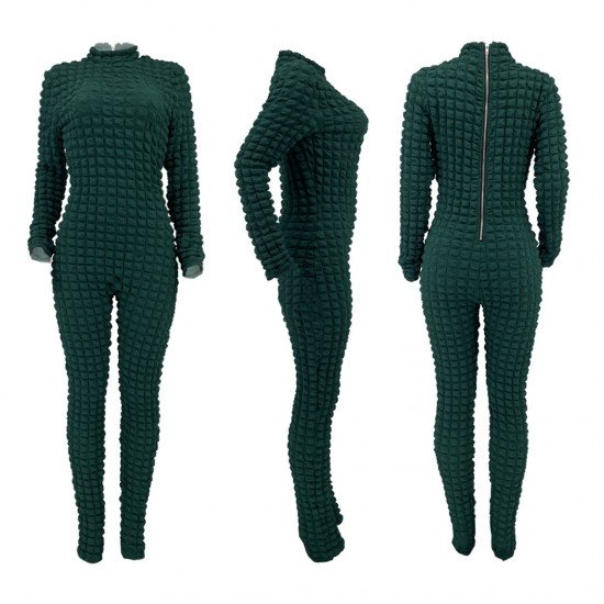  Pure Color Women's Long Sleeve Jumpsuit