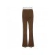 Y2K Style Solid Elastic Waist Flare Trousers