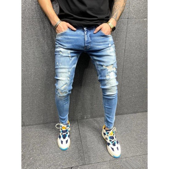  Fashion Ripped Skinny Denim Jeans For Men